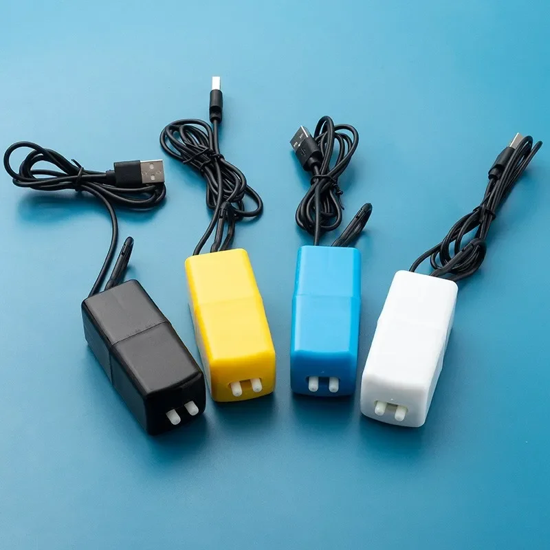 1pc buraco duplo tanque de peixes oxigênio aquário bomba ar com usb doméstico mini compressor ar acessórios preto/branco/azul/amarelo