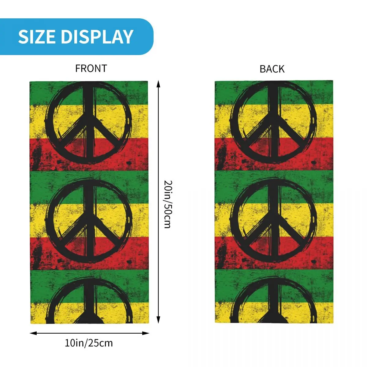 Custom Rasta Flag With Peace Symbol Bandana Neck Gaiter for Ski Running Men Women Wrap Scarf Reggae Headband Warmer