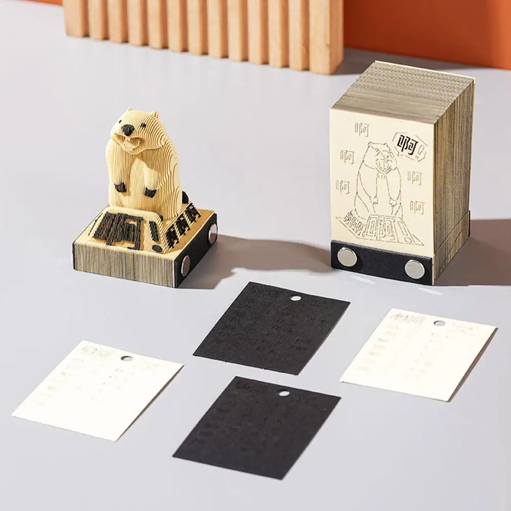 

2026 Year Calendar Creative 3D Paper Notes Notepad Bunny Art Calendar Cute House Bear Sculpture Paper Carving Gift Shark J6D7