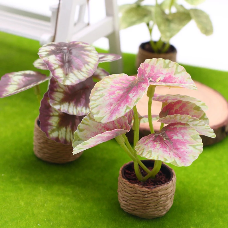 1/12 Simulazione di casa delle bambole Piante verdi Modello in vaso Casa delle bambole Mini Decorazione da giardino Giocattolo Micro Paesaggio Bonsai Ornamento