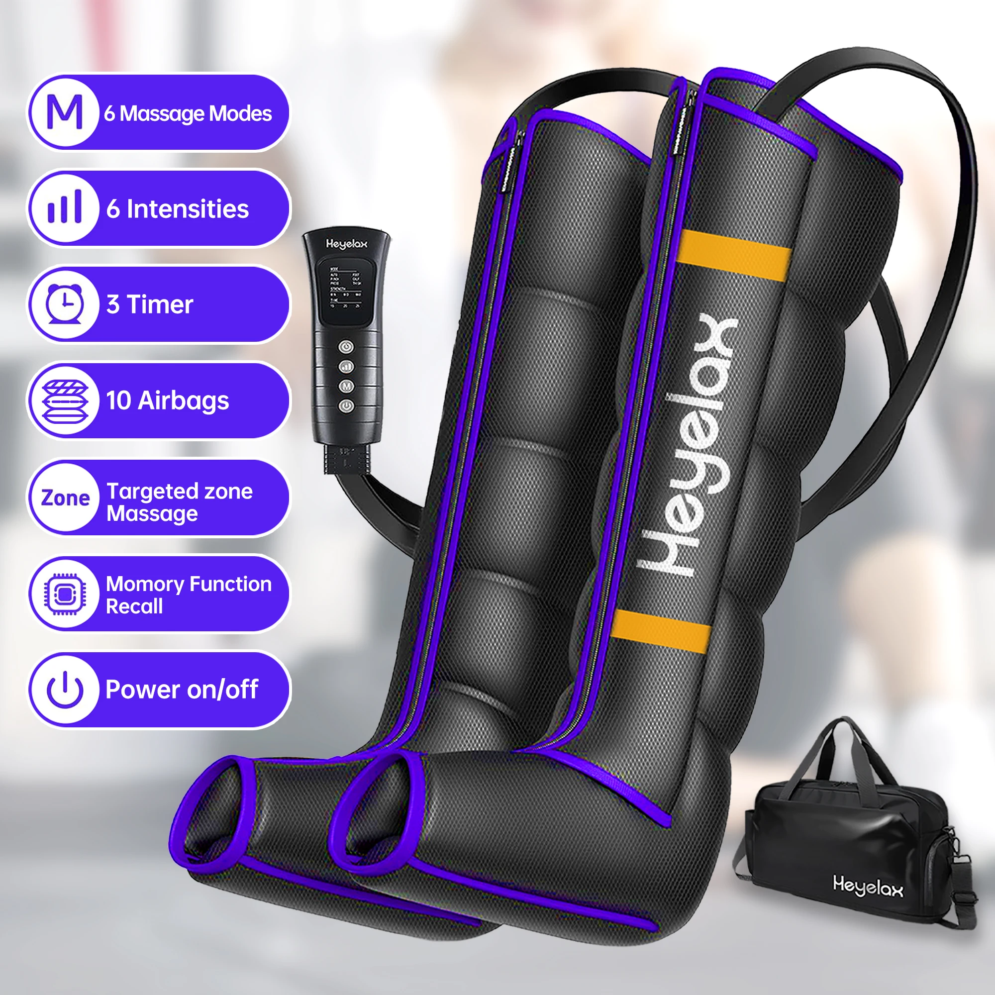 Leg Compression Massager for Circulation and Pain Relief,Air Compression Boots for Fast Recovery, 6 Mode,6 Intensity