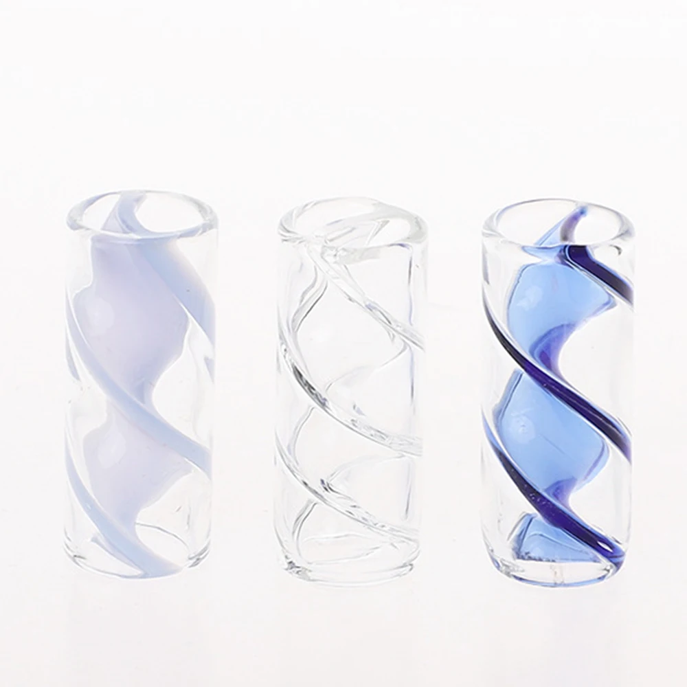 D12MM H30MM Stripe Color Mini Glass Cigaret Pipe Filter Tips Round Mouth for Dry Herb Tobacco Rolling Drip Thick Pyrex Mouthtip view 3