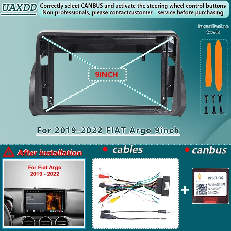 Dla 2019-2022 FIAT Argo 9-calowe samochodowe radio dvd Android stereo Harness ekrany akcesoria nawigacja deska rozdzielcza kabel rama canbus