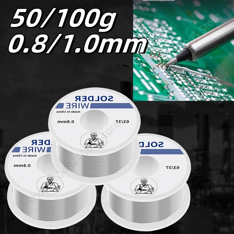 

50/100g Solder Wire 1.0/0.8mm Flux Rosin Core Weldring Tin Lead Roll Soldering Wire Tin Melt Rosin Wire Roll No-clean FLUX 2.0%