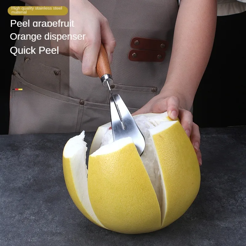Abridor de pomelo de acero inoxidable, cuchillo pelador de pomelo dos en uno, abridor de frutas, herramienta para pelar fruta de naranja