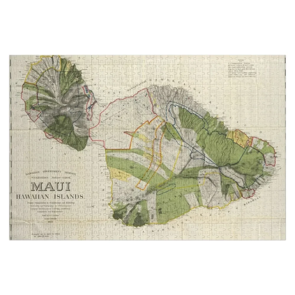 

Hawaiian Islands Map, Island Maui, 1903 by John Donn Jigsaw Puzzle Name Wooden Toy Custom Custom Child Puzzle