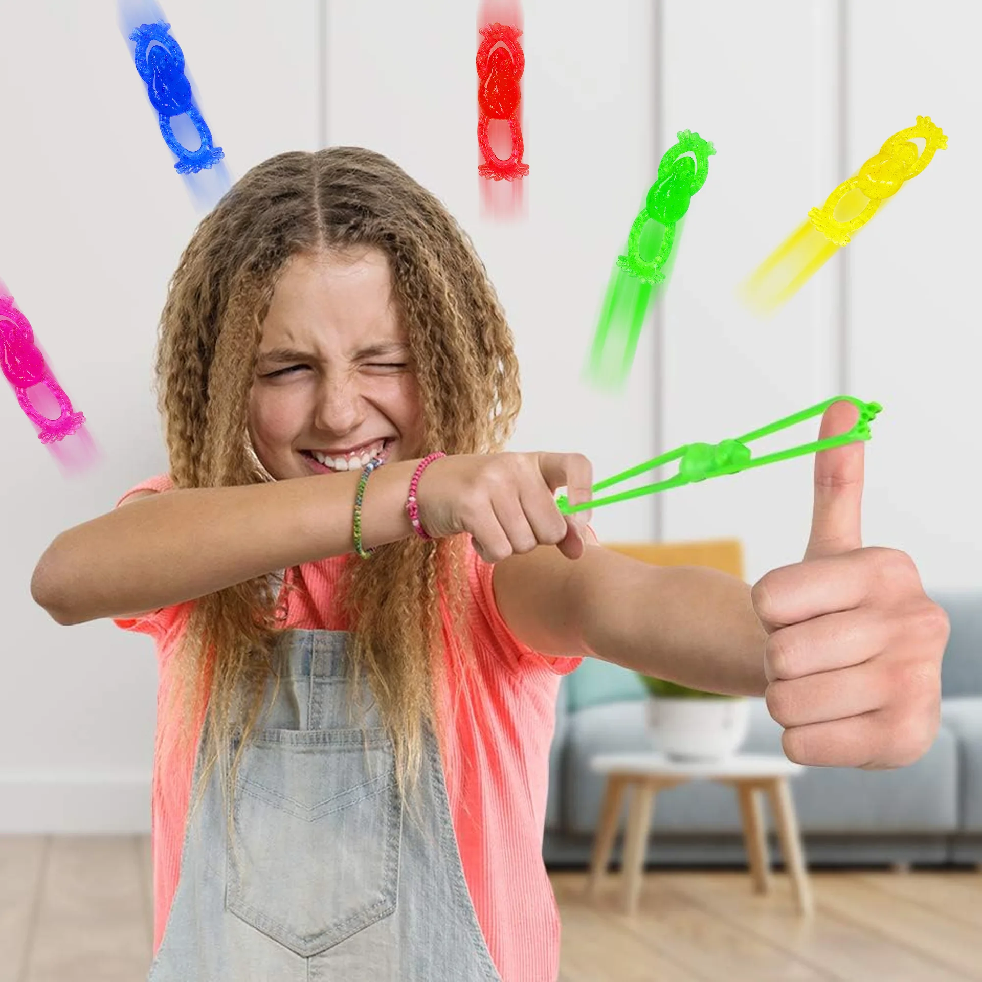 5/10Pcs Funny Frog Catapult Launcher Slingshot Finger Sticky Toys  Adult Birthday Party Favors Goodie Bag Pinata Fillers