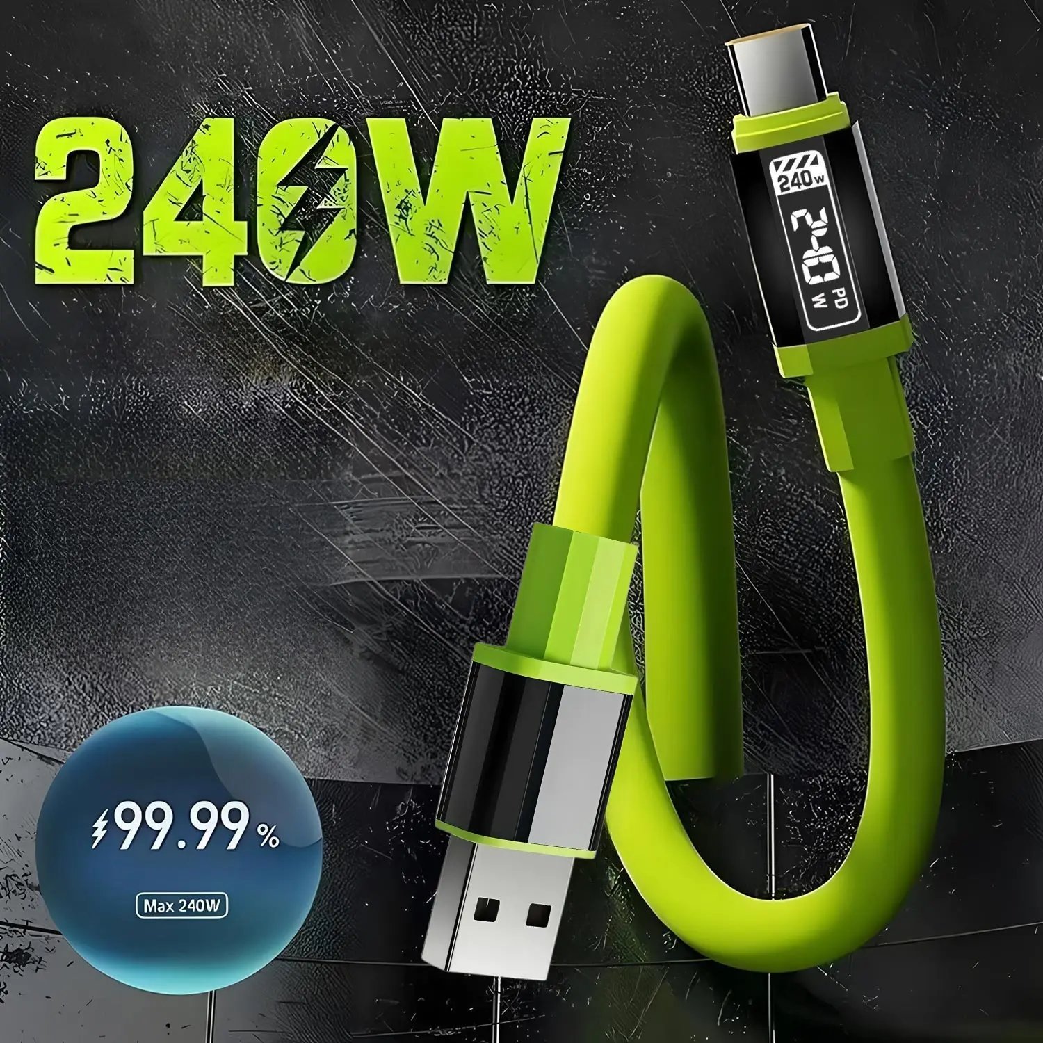 240W Fast Charging USB to Type-C, Fast charger Data Cable, For Huawei Xiaomi Samsung OPPO VIVO(No digital display)