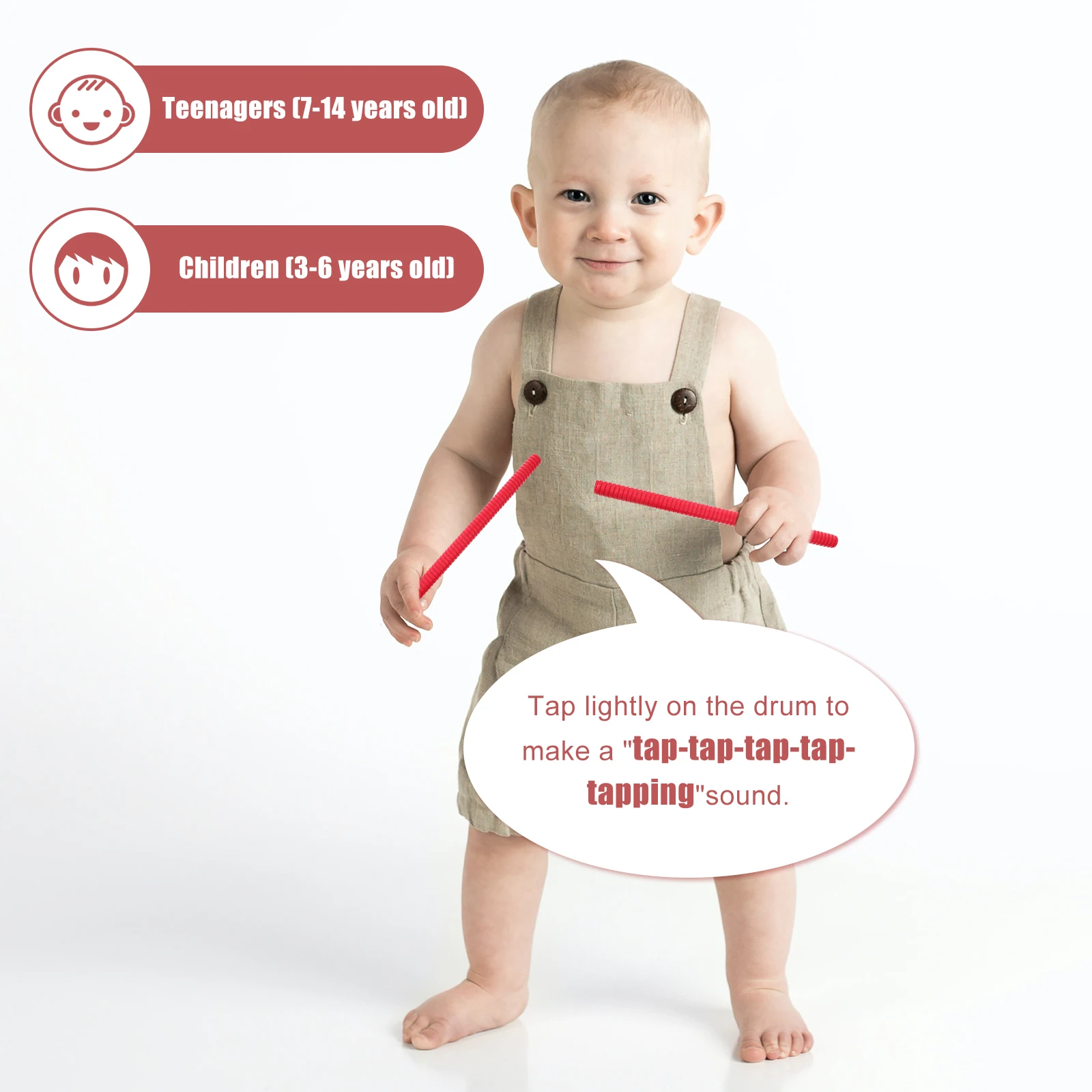 2 Stücke Helle Rote Rhythmus Sticks Kinder Holz Musik Stick Pädagogisches Percussion Instrument Spielzeug Für Kleinkinder