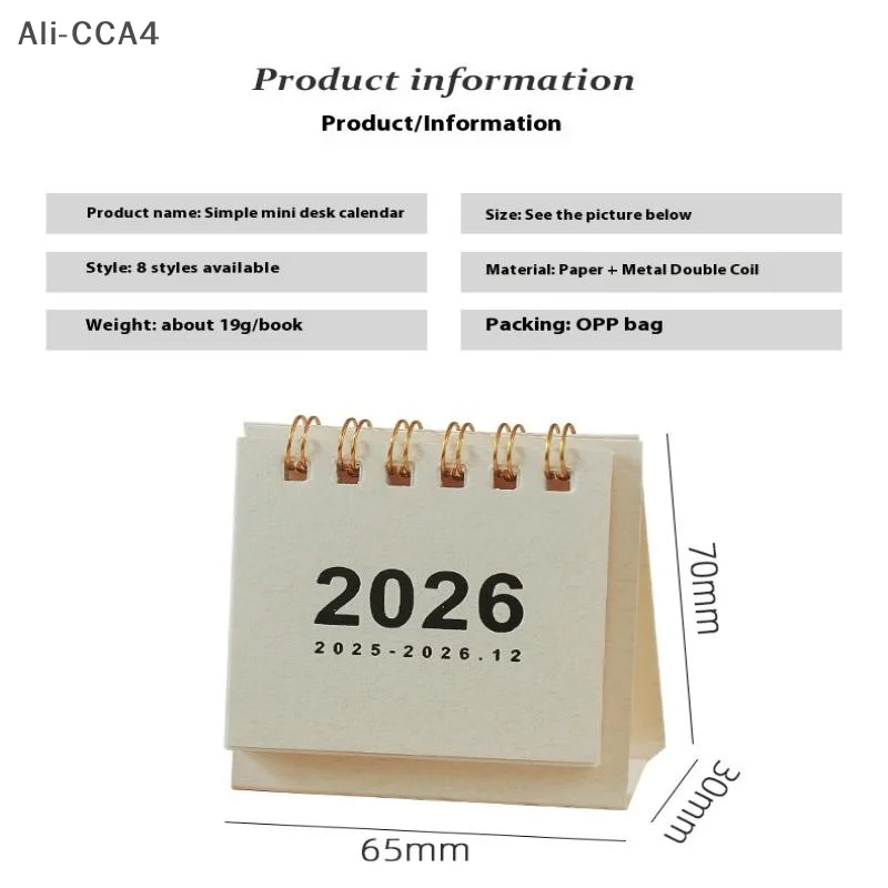 1Pc Desktop 2026 Calendar Mini Paper Flip Weekly Calendar Creative Coil Calendar Planner For Daily Schedule Planning