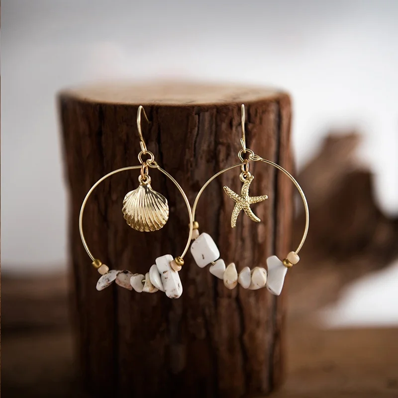 New Vintage Bohemian Starfish Seashell Woman's Earrings Exquisite Fashion Glamour Party Banquet Jewelry Accessories