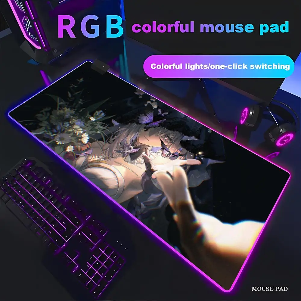 

Castorice Honkai Star Rail Mouse Pad RGB Gaming Mouse Pad HD Gamer Large LED Light XXL MousePads PC Computer pad Non-slip