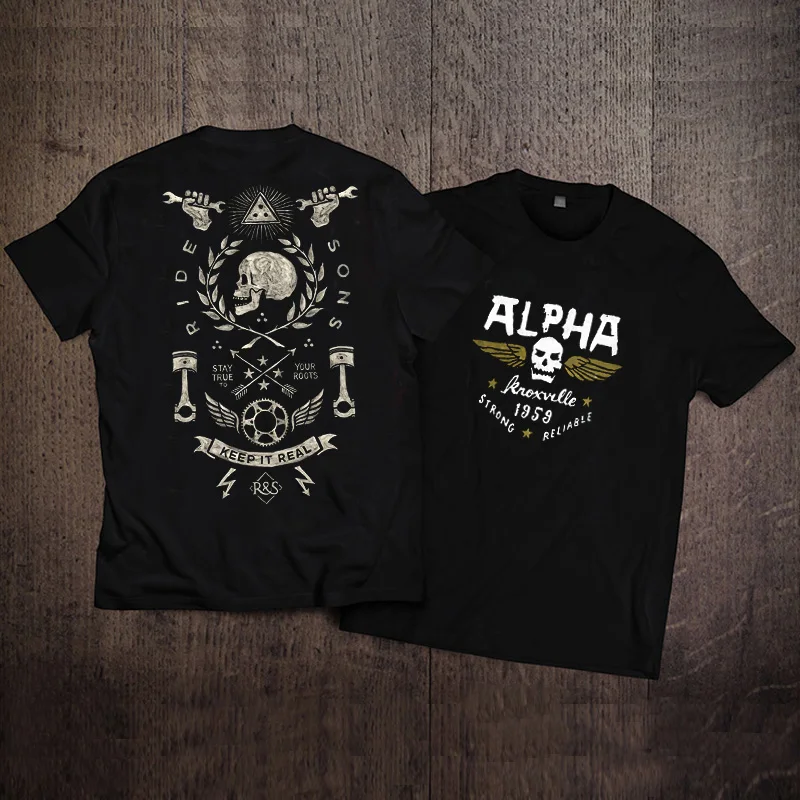 

European and American short-sleeved t-shirt men's rock American tough guy motorcycle printing quick-drying sweat-absorbing tops