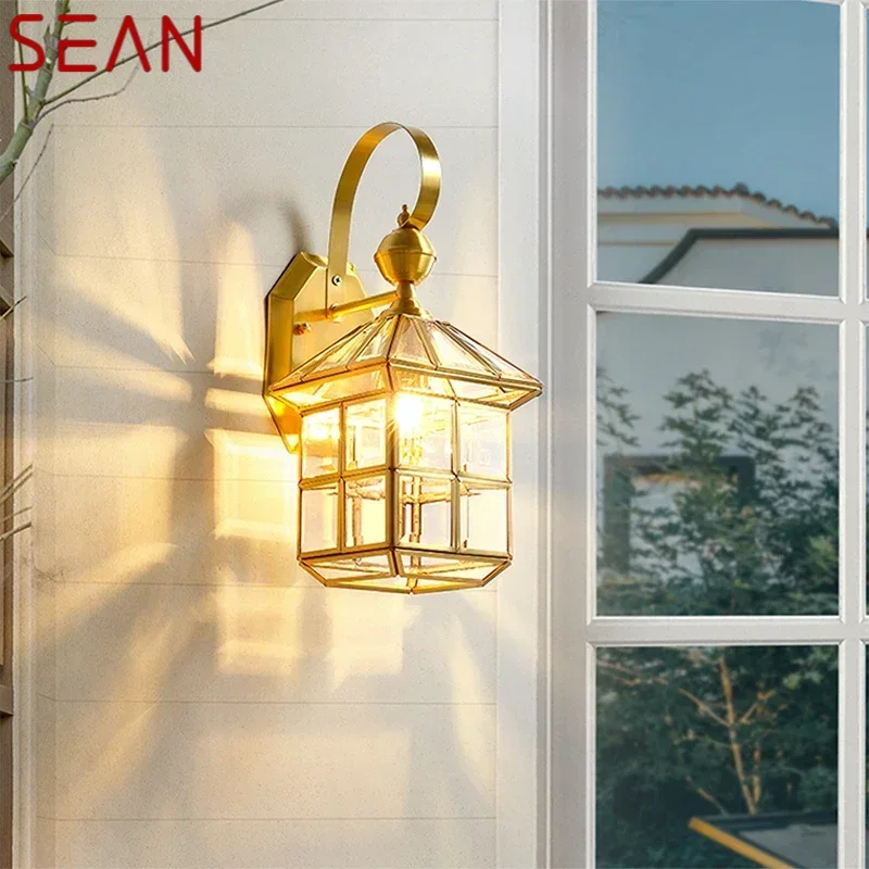 

SEAN современные латунные уличные настенные светильники, простота, водонепроницаемые, креативные, для балкона, прихожей, двора, виллы, ворота отеля