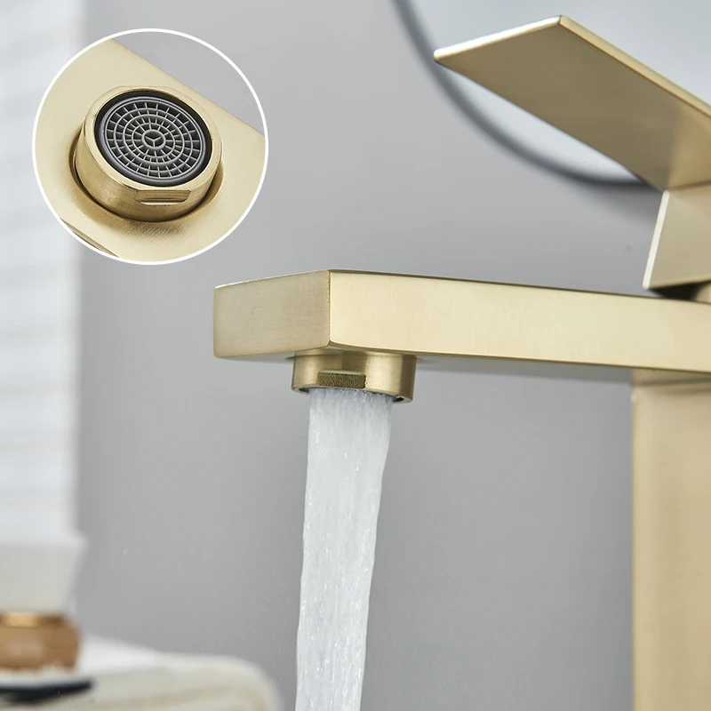 Senlesen نحى الذهب الحمام صنبور حوض الحنفيات سطح الخيالة بالوعة صنبور حوض خلاط الفولاذ المقاوم للصدأ كونترتوب رافعة الماء البارد الساخن