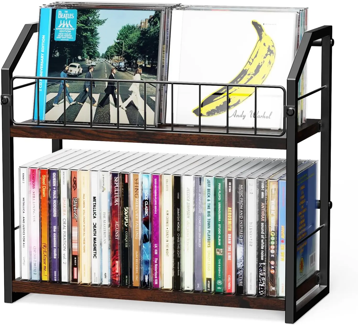 

2-Tier CD Holder, CD Storage Shelf for Display, CD Organizer with Dispay Top Shelf, Premium CD Rack for Home Office, Hol