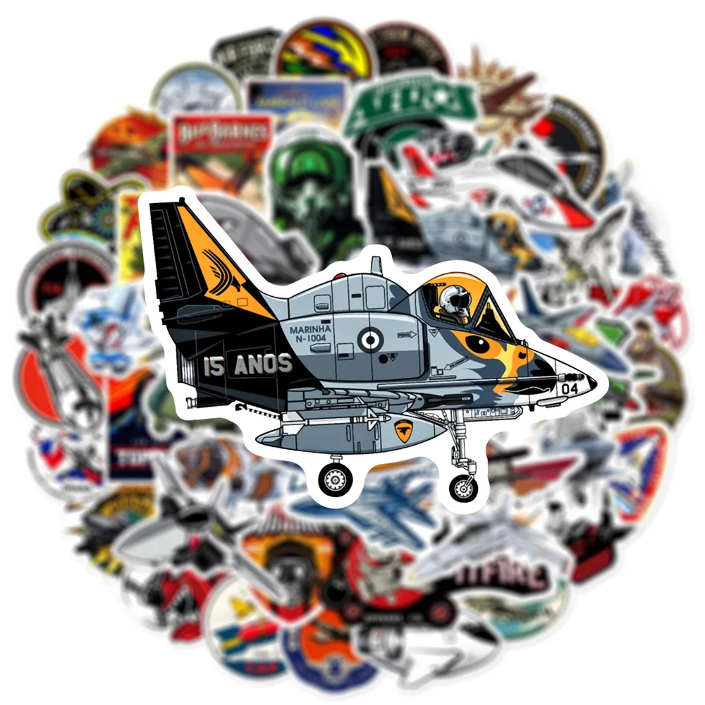 50pcs Cartoon Vintage Retro Fighter Sticker For Scrapbook Laptop Ipad Guitar Scrapbooking Supplies Plane Stickers For Kids