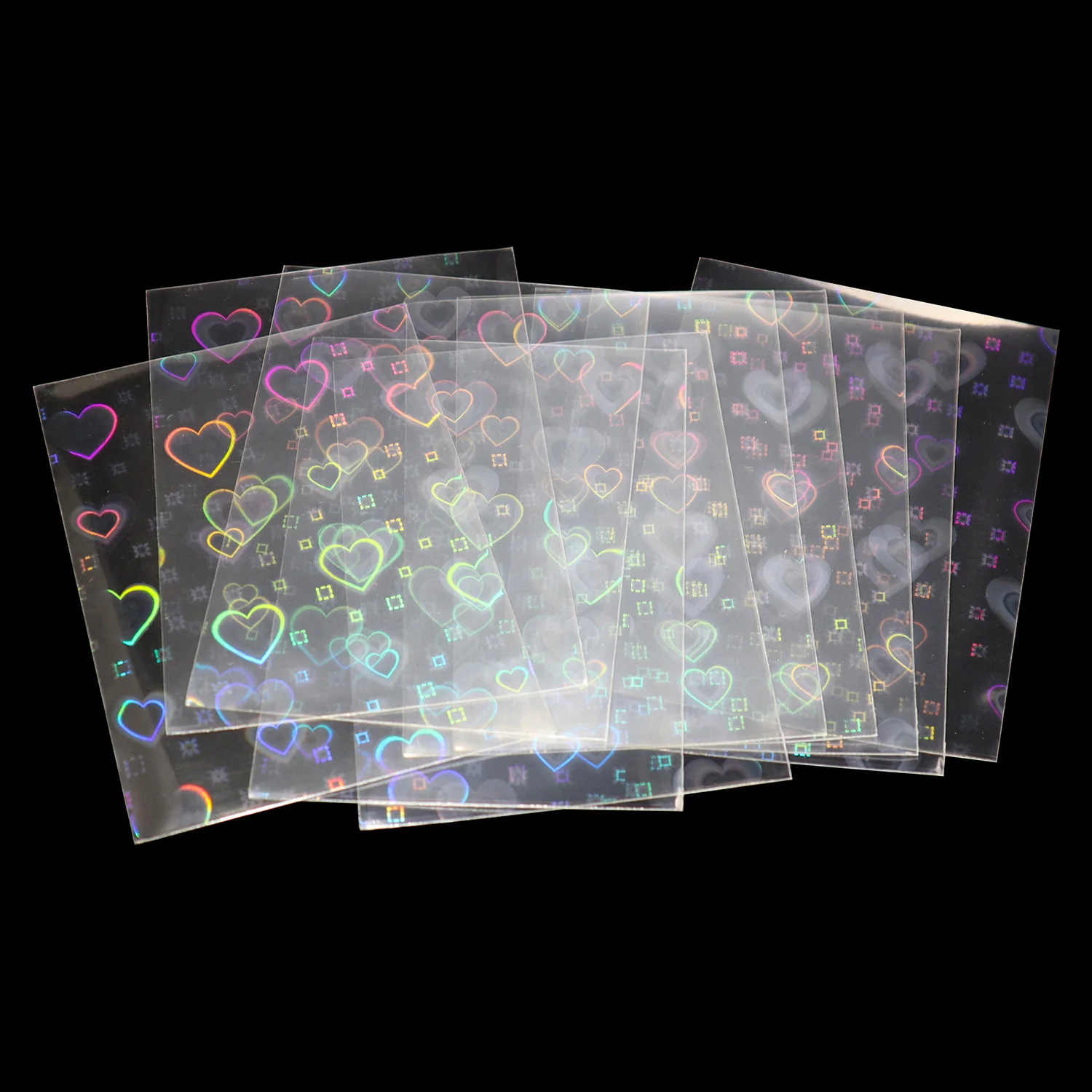 100 PCS Super Cute Holographic Magic Cards Foil Shinny Laser Heart Shaped Holo Flash Standard Size PTCG Cards Spark Protector