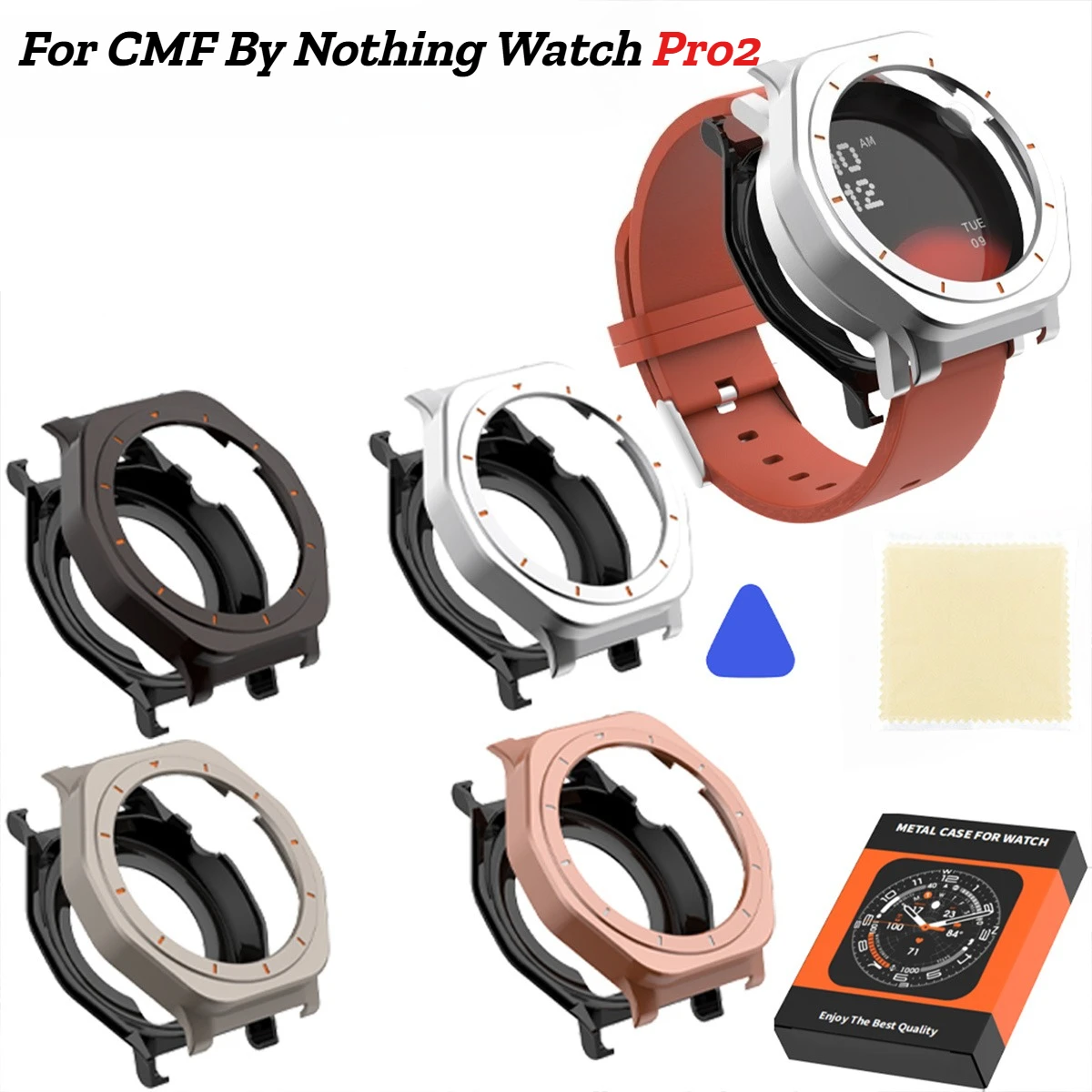 Ersatz-Uhrengehäuse aus Metall, schützende, kratzfeste Uhrenabdeckung, stoßfester Displayschutz für CMF Watch Pro 2