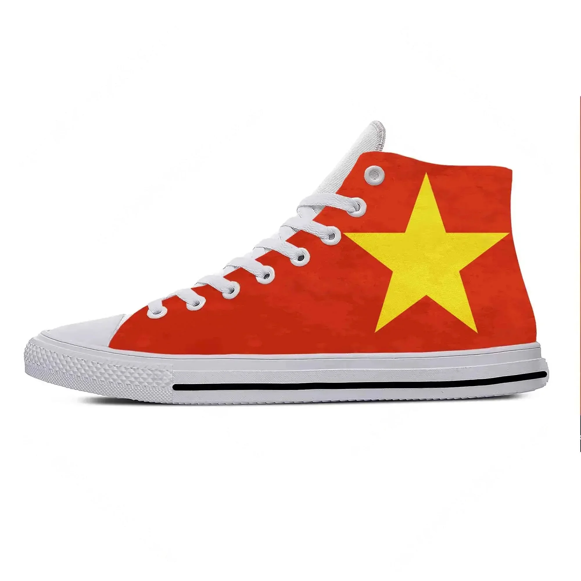 

Hot Summer Vietnam Vietnamese Flag Patriotic Casual Cloth Shoes High Top Lightweight Board Shoes Men Women High Help Sneakers