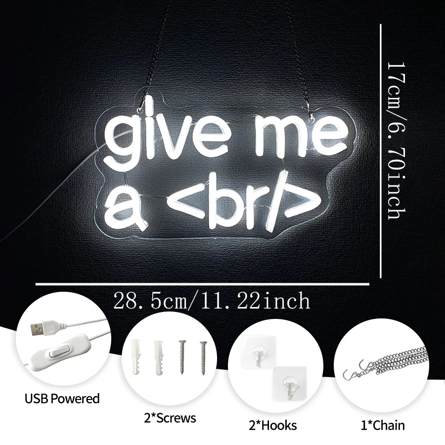 Neon Sign, USB Powered LED Neon Light, Wall Decor for Office, Gaming Room, Study Room, Great Gift for Programmers and Coders