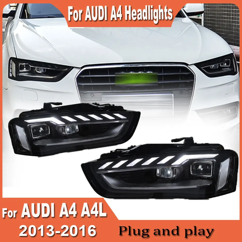 1 pair Car Styling Head Lamp for Audi A4 Headlights 2013-2016 A4 B8 LED Headlight Projector Lens DRL Signal Auto Accessories