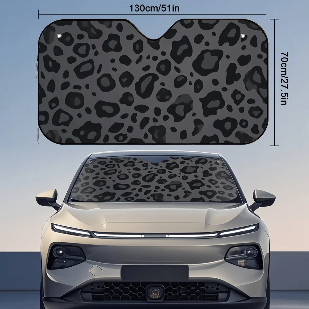 Leopard Print Pattern Car Sun Visor High-Quality Design Suitable for All Vehicle Types Quickly Blocks Sunlight Keeps You Cool