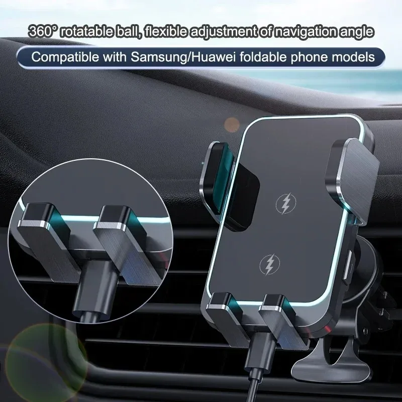 W8 Car Wireless Charger 15W Magnetic Fast Charging Station Air Vent Stand Car Phone Holder Mount For iPhone 15 Pro 14 13 Samsung