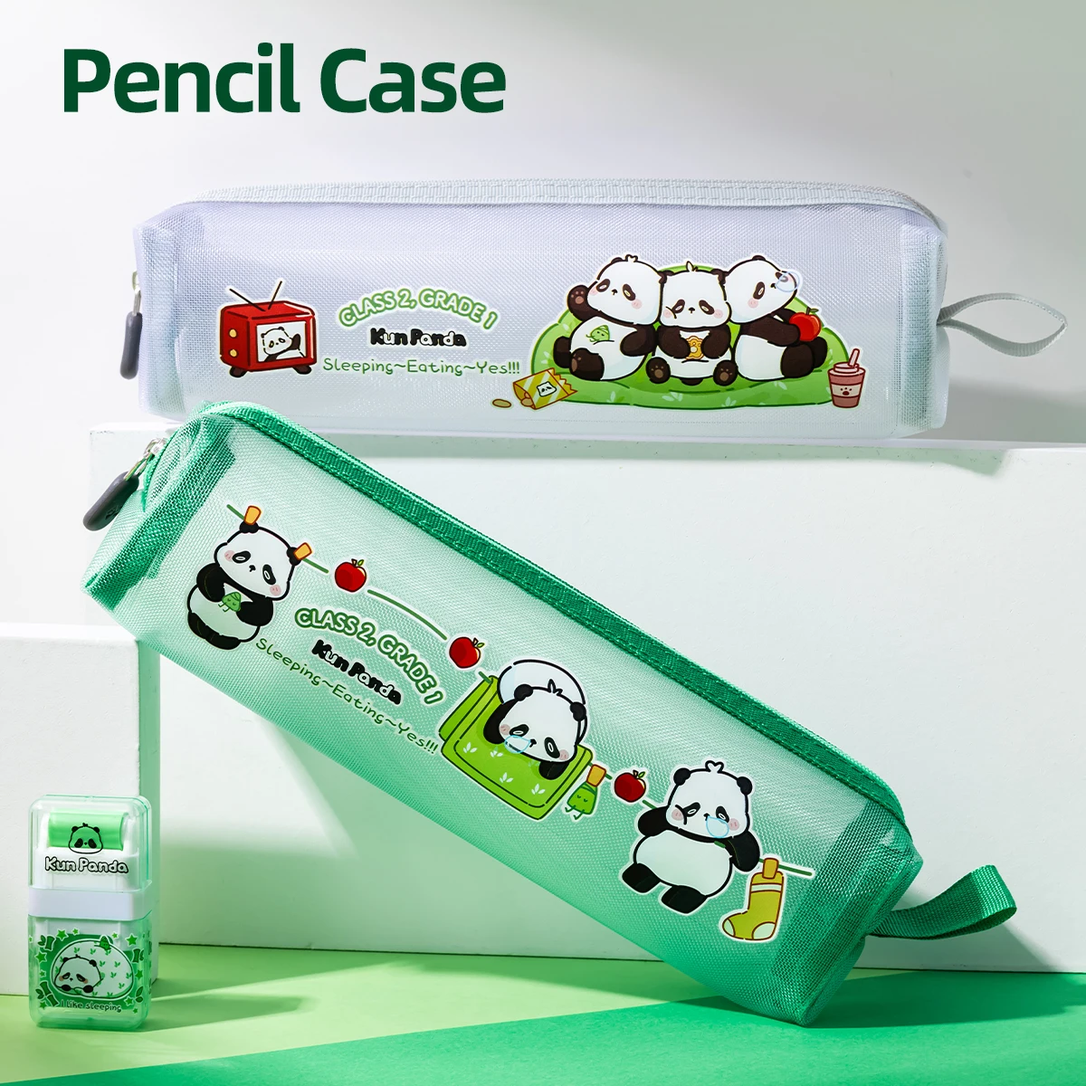 Kawaii School Students Creative stationery Large Capacity Pencil Case Cute Panda Pen Bag Washable Stationery Storage Bag