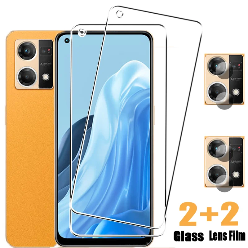 4IN1 Screen Protector For OPPO Reno 7 8T 8 7Z 6 5 Pro Plus 8 Lite HD Tempered Glass For OPPO Find X8 X5 X3 Lite Camera Lens Film