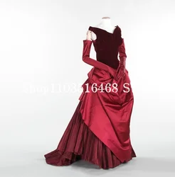 Historic Century Ball Gowns Charles James Burgundy Sleeveless Silk Ribbon Train Opera Dresses Medieval Customised avondjurk luxe