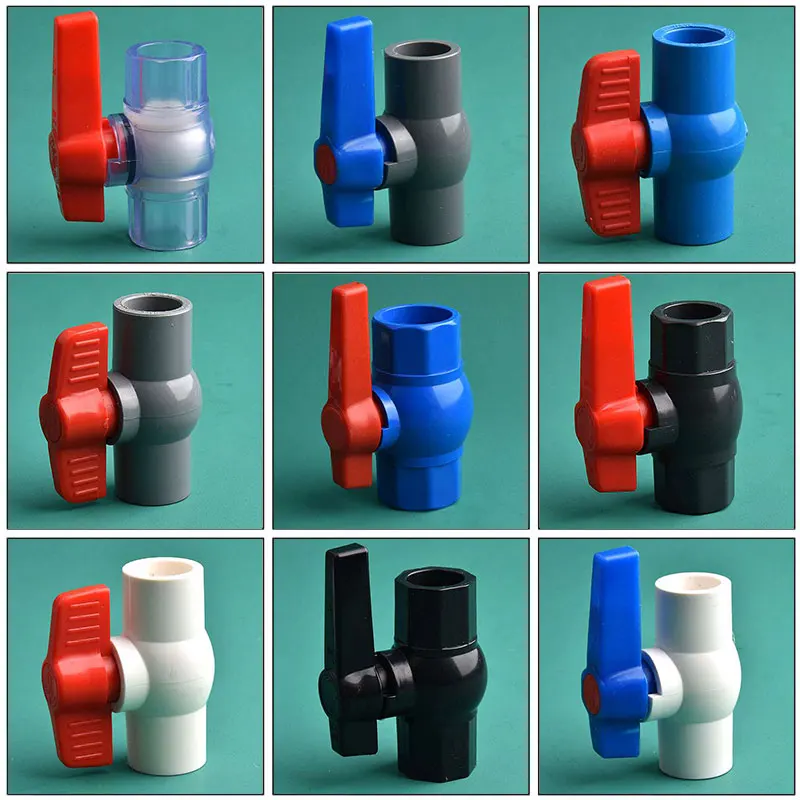 20~50mm PVC/UPVC Blue White Black Gray Ball Valve Garden Agriculture Irrigation Fittings Aquarium Water Pipe Switch Ball Valve
