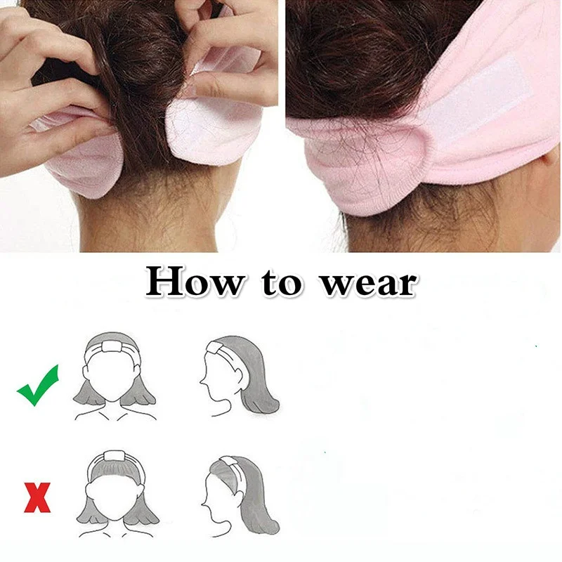 1pcs Facial Spa Headband Makeup Shower Bath Wrap Sport Hairband Terry Cloth Adjustable Stretch Towel Head Wrap Hair Accessories