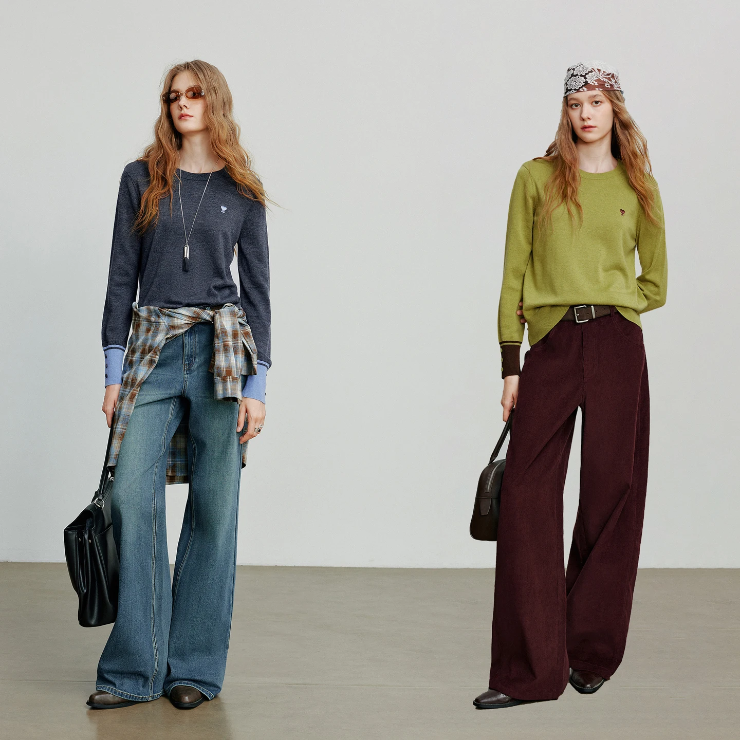 TOYOUTH المرأة محبوك سترة 2025 الخريف جديد الجولة الرقبة الحب المطرزة التباين الربط الصوف محبوك سترة القمم