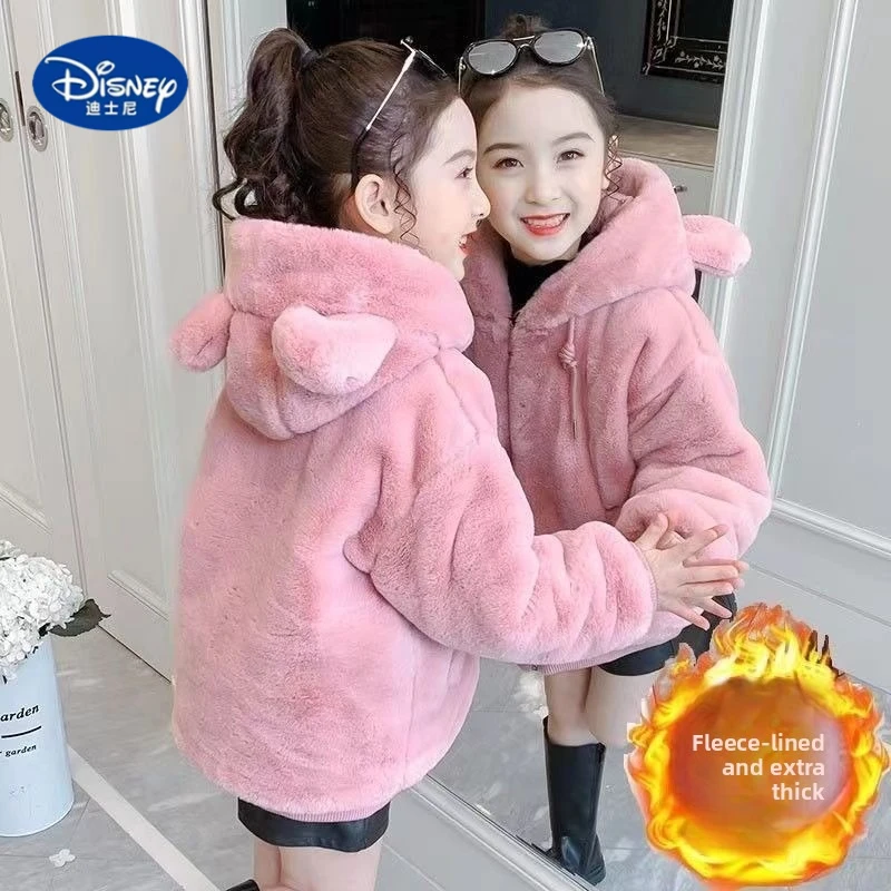 

Disney Girls' Winter Faux Fur Coat 2025 | Plush Lined Mid-Length Cotton Jacket, Warm Thick Outerwear for Baby Girls