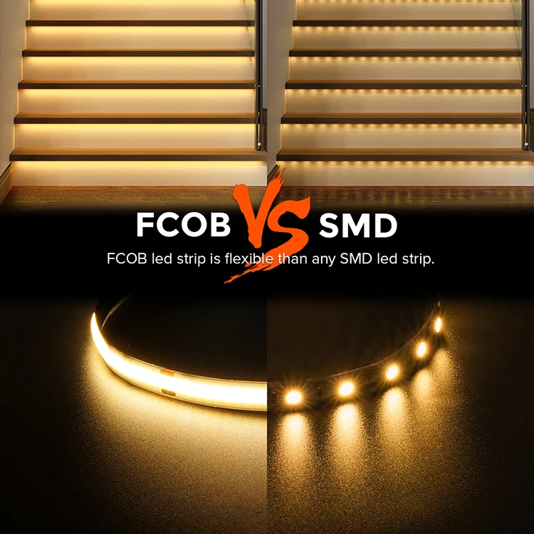 Novos produtos de tendência fcob dimmer de cor única luz de escada interna sensor pir kit de escada conjunto de tira led para escadas