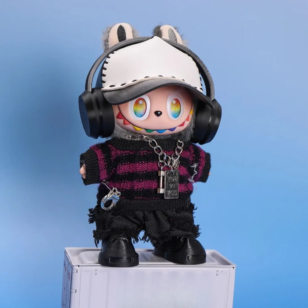 

Одежда для мини-куклы Labubu, аксессуары, комплект свитера и шапки для Ropa Labubu 15-17 см и хлопковой куклы 10 см