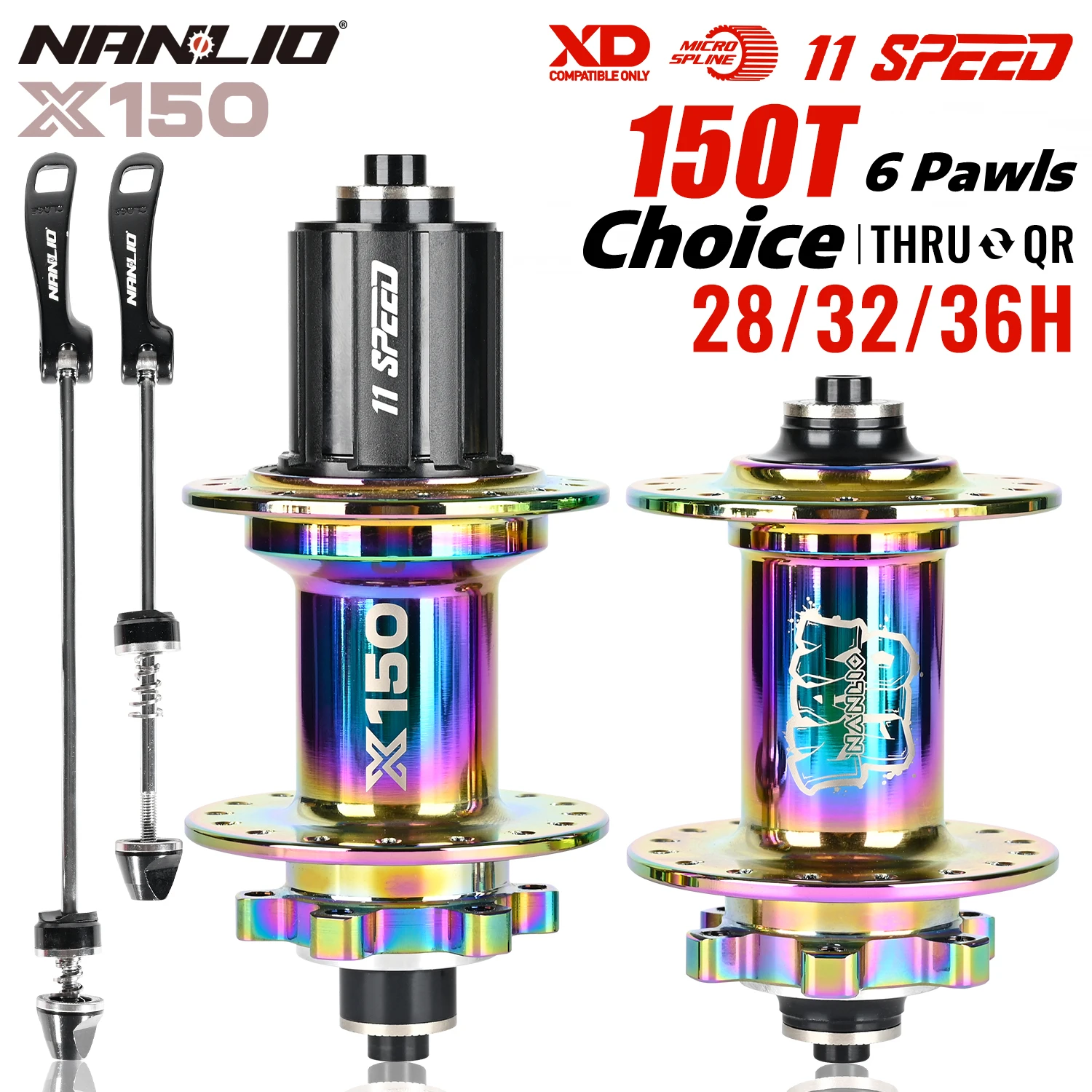 Nanlio Bicycle Hub X150 6 Pawl 3 Tooth 150 Click 32 28 36 Hole HG SX NX 8 9 10 11 12 Speed Lubrication Noise Mountain Bike Hub