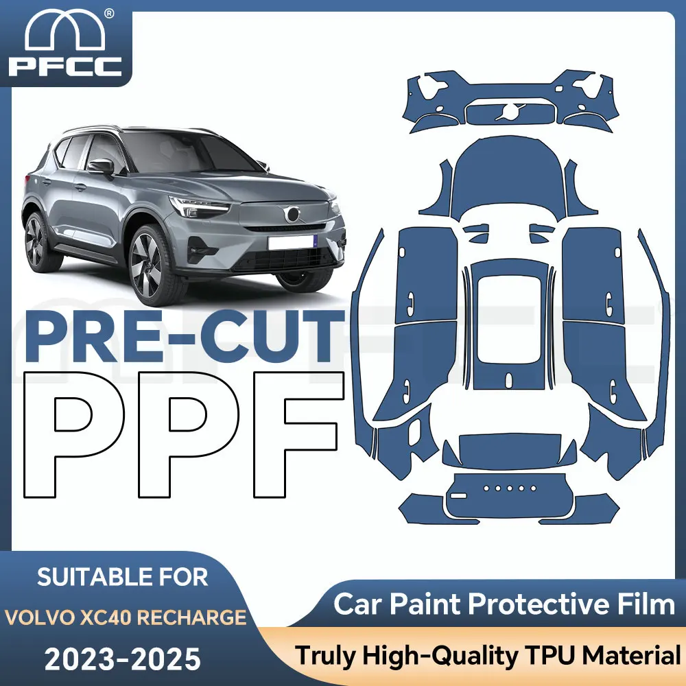 

Автомобильные аксессуары для Volvo XC40 Recharge 2023-2024, предварительно вырезанная защитная пленка из ТПУ, полная автомобильная защита от царапин, внешняя PPF