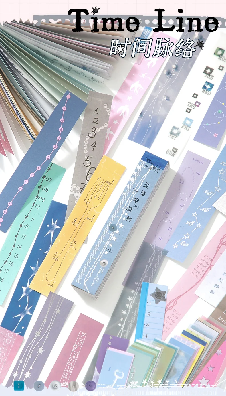 Journal GO 120 Stück Lange Streifen-Zeitleisten Haftnotizen Datumsplaner Terminplaner Dekoratives Material Papier für Journaling und Scrapbooking – Detail 11