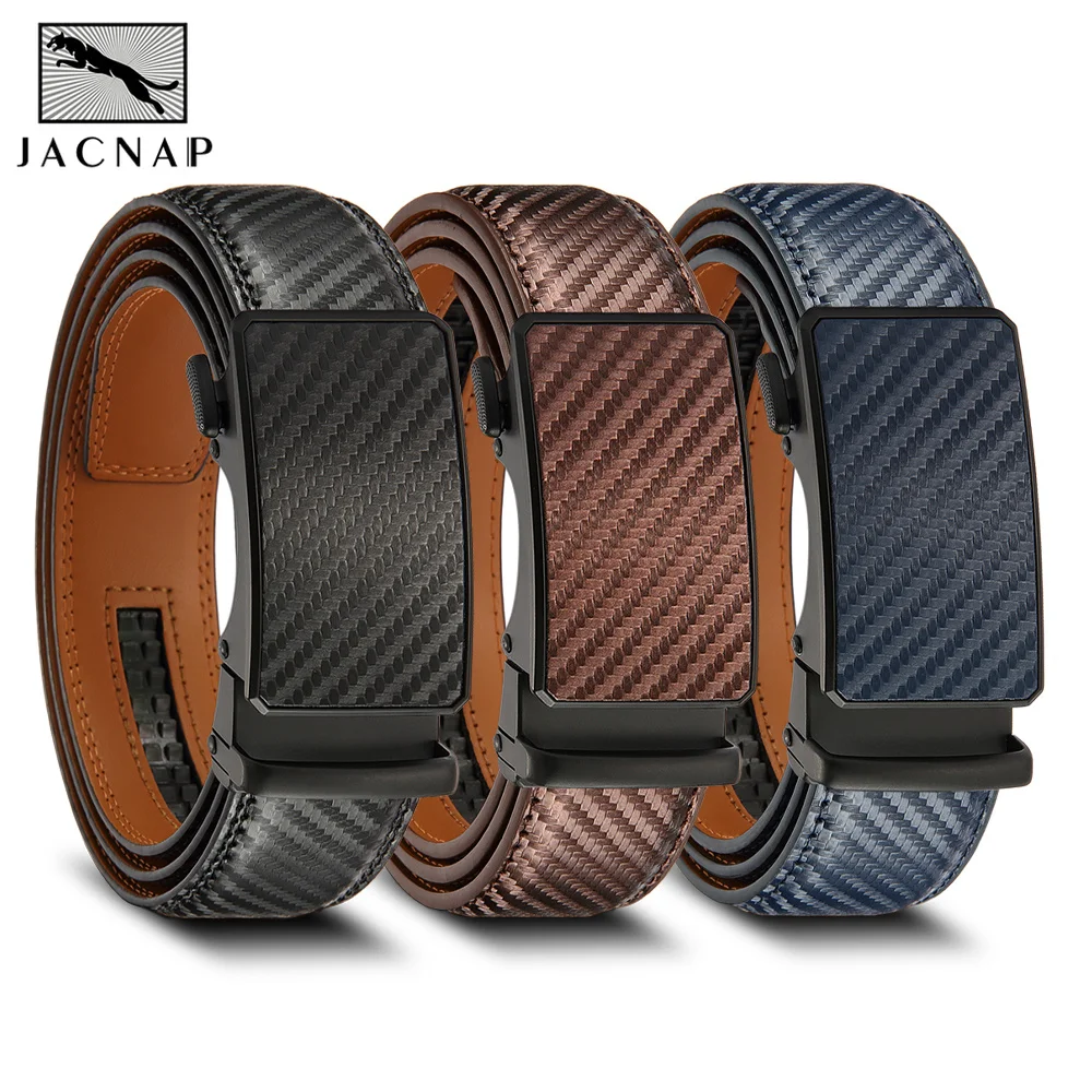 Genuine Leather Dress Designer Belts for Men, Fashion Slide Ratchet Click Casual Mens Belt for Jeans
