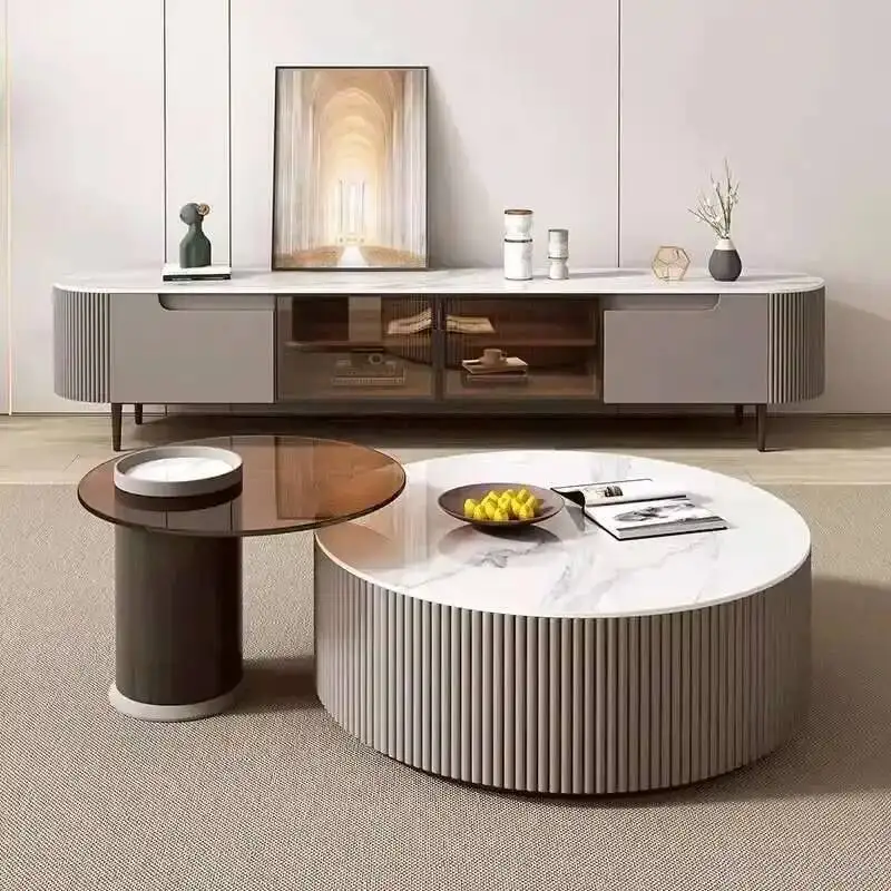 

Minimalist Low Small Round Sets Table Small Design Modern Design Marble Table Glass Style Mesa Auxiliar Salon Home Furniture