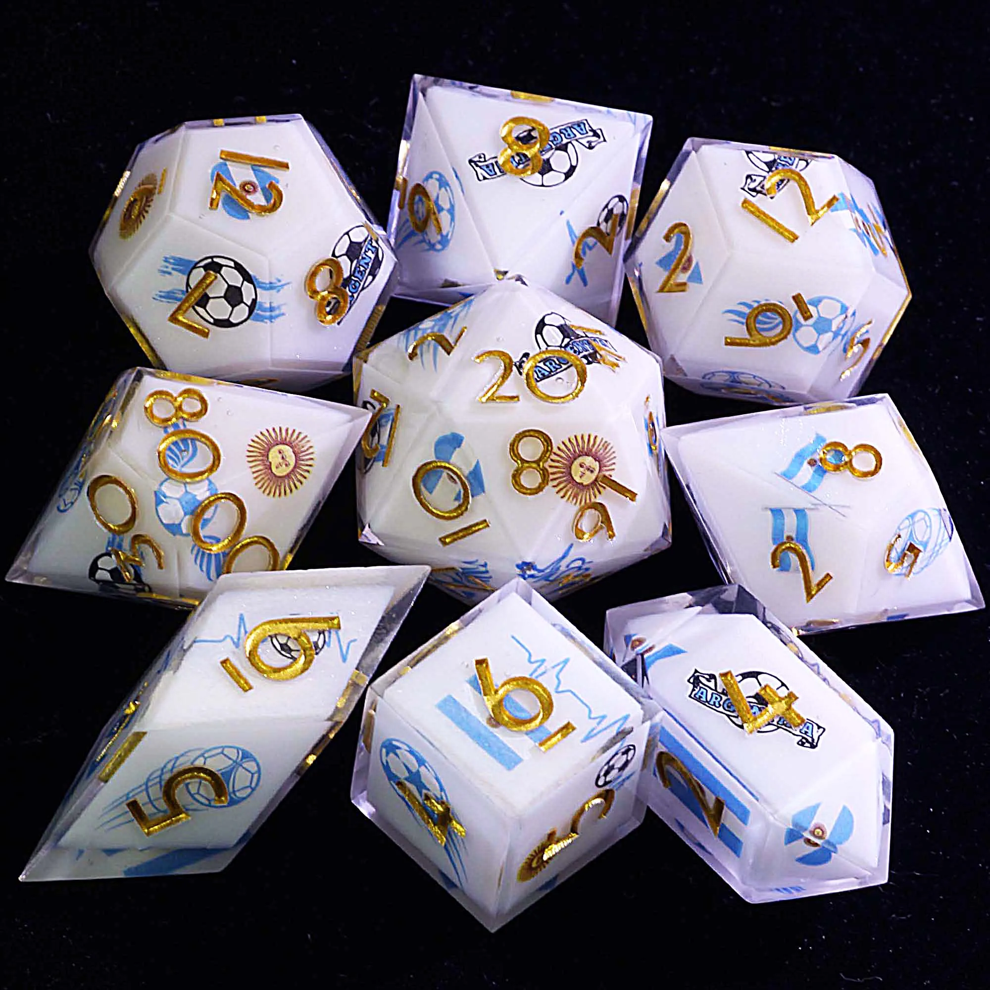 

9 Football Sets of D&D Dice Soccer Argentina