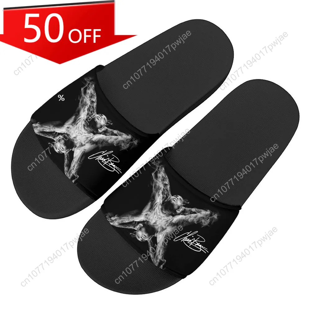 

Popular Singers Chris Brown Slippers Home Water Shoes Fun retro Men Women Lightweight Breathable Summer Slippers