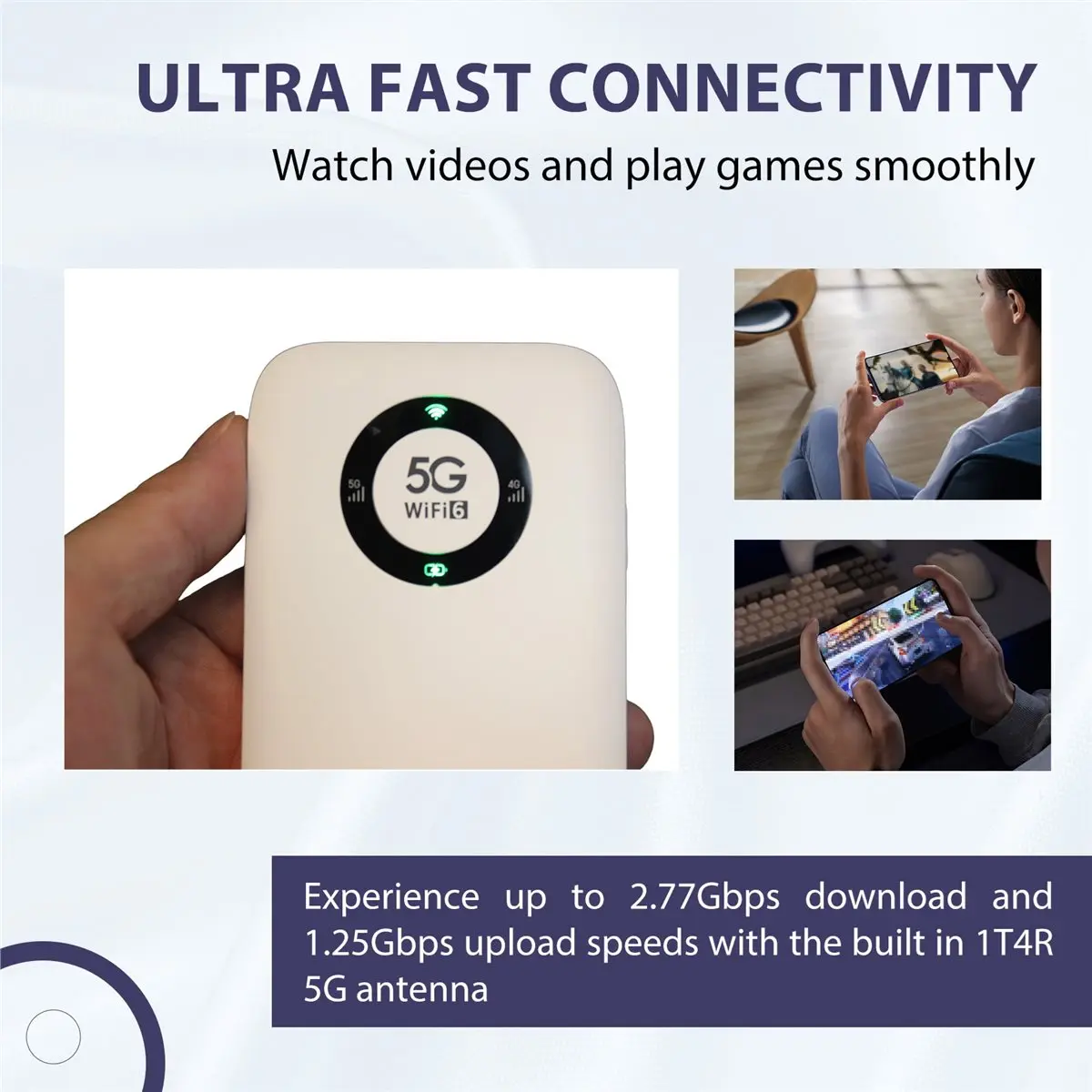 

lucky WiFi Mobile Hotspot Mobile Wireless Router 5G 2.4GHz 5.8GHz Dual Bands SIM Card Slot Ultra Fast with 7100mAh Battery