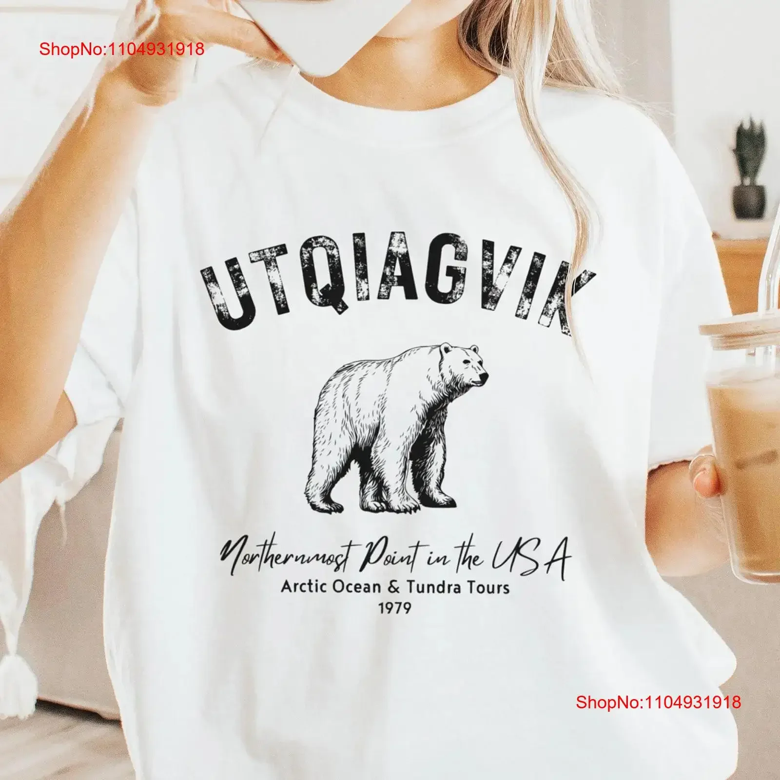 Utqiagvik Alaska camiseta Barrow Trip Vintage Utqiavik recuerdo Retro Ártico Oso Polar vintage lavado cómodo gráfico suave