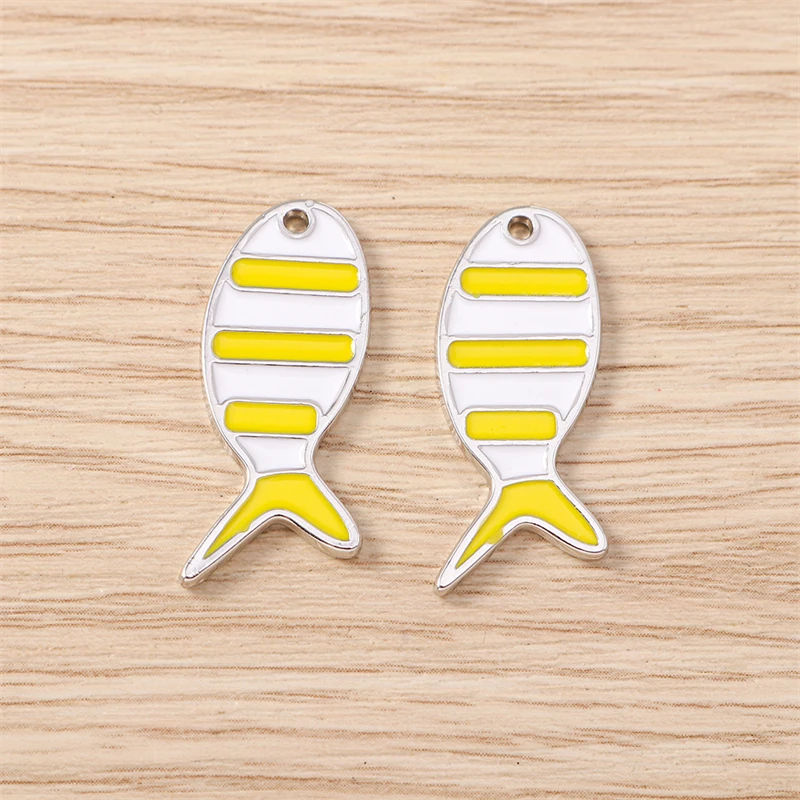 5 Stück 12x26mm Niedliche Bunte Emaille-Fisch-Anhänger für die Herstellung von Ohrhängern, Halsketten, Armbändern, DIY-Handwerk und Schmuckzubehör – Detail 12