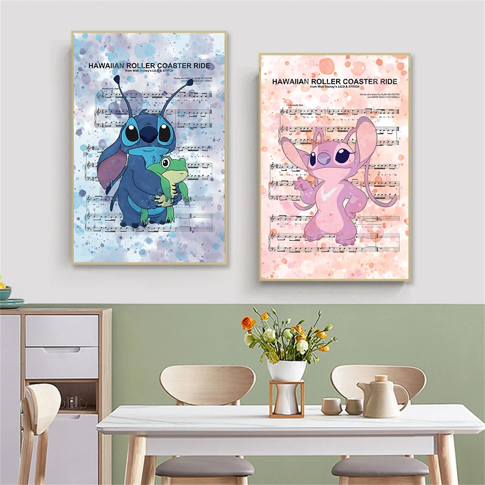 Disney Lilo And Stitch Hawaiian Roller Coaster Ride Music Art Print Wall Art Canvas Painting Prints Kids Room Home Wall Decor