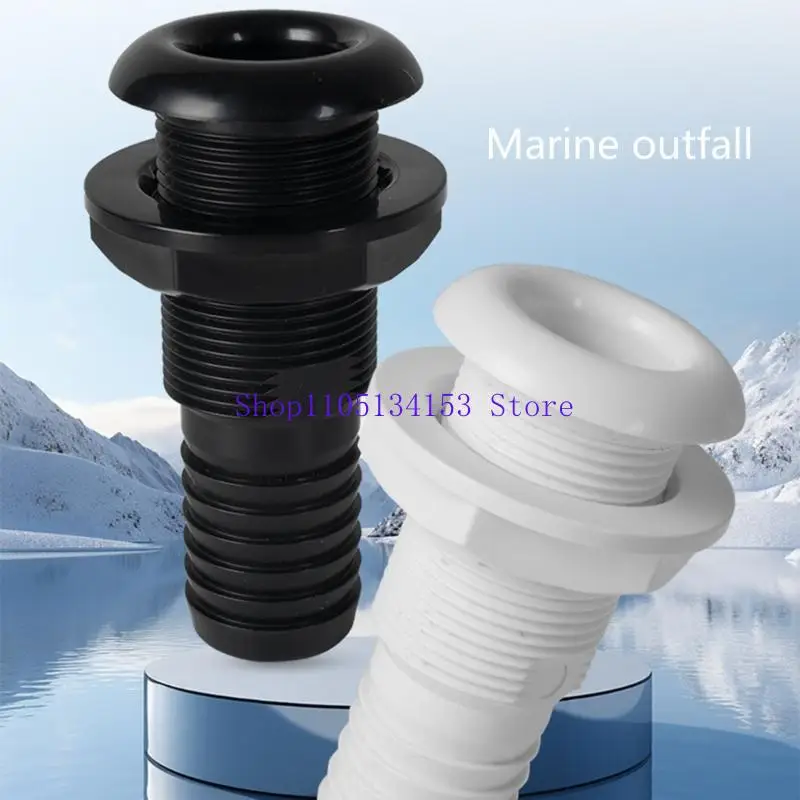 

hg89 Thru Drain Connector Thru Hull Fitting Fit 1'' Hose Marine Through Hull Fitting Drain Straight Thru-Hull Exhaust Scupper