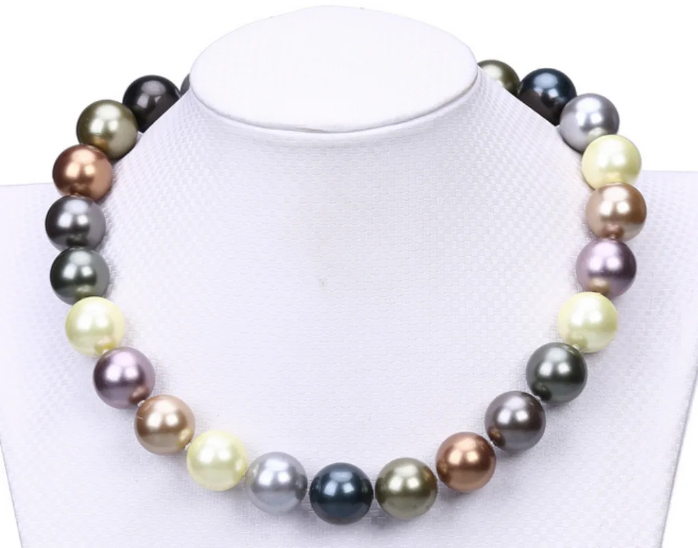 

Luxury 17"11-13mm Genuine white Black Chocolate Gray Round Pearl Necklace Women Jewelry Wedding Party Gift 925 Sterling Silver